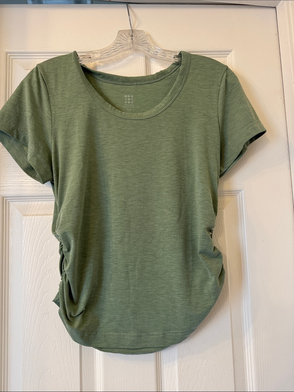 Title Nine Olive Green Short Sleeve Side-Ruched Tee